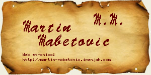 Martin Mabetović vizit kartica